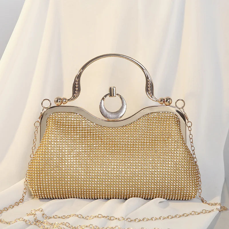 bags : Tatiana - Gouden mesh-avondtasje met handvatring in van Pantino
