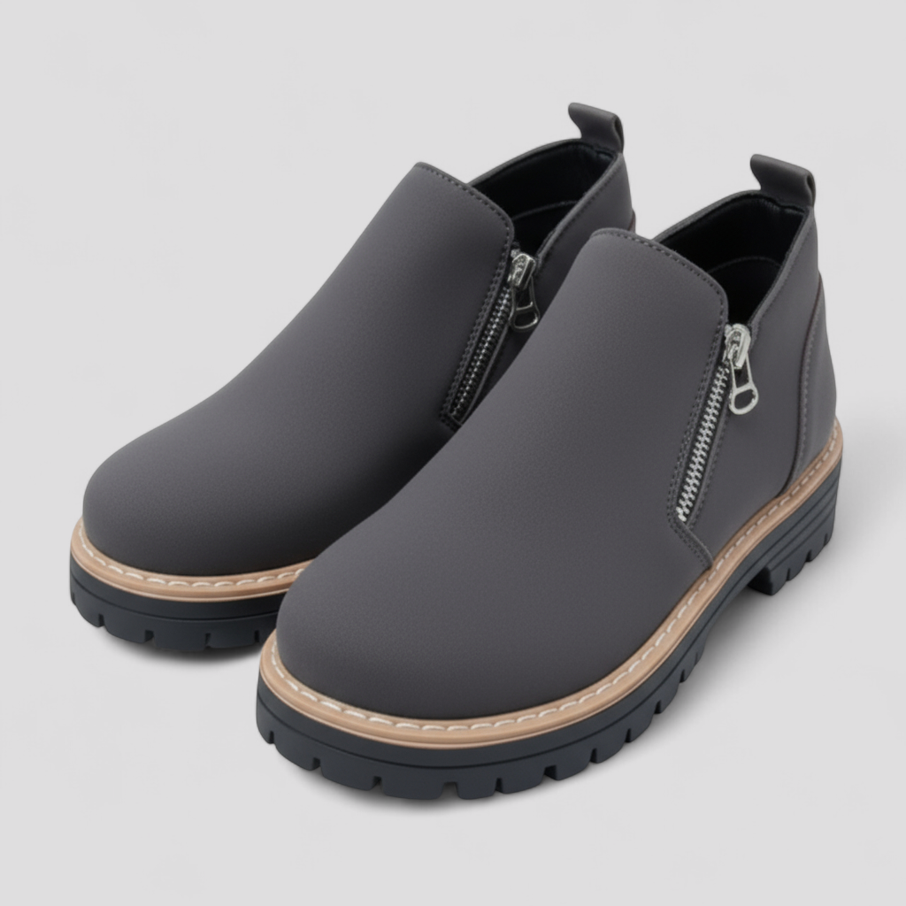 Shoes : Adie | Comfortabele laarzen met ronde neus voor dames in Grijs van Pantino