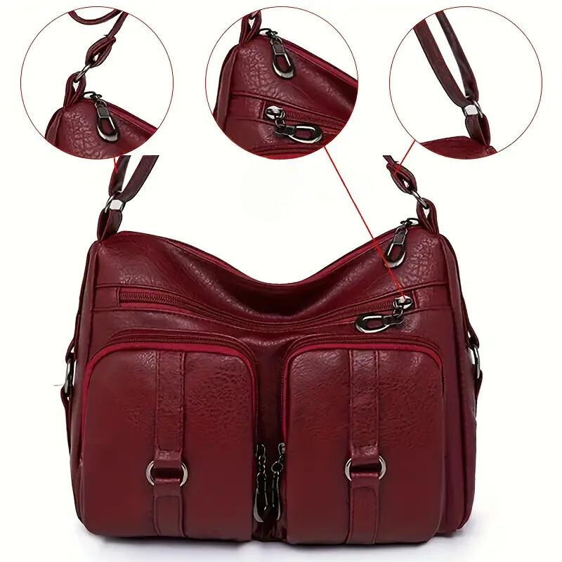 bags : Gwyneth Cargo Tas | Vrouwen tas met meerdere zakken in Rood van Pantino