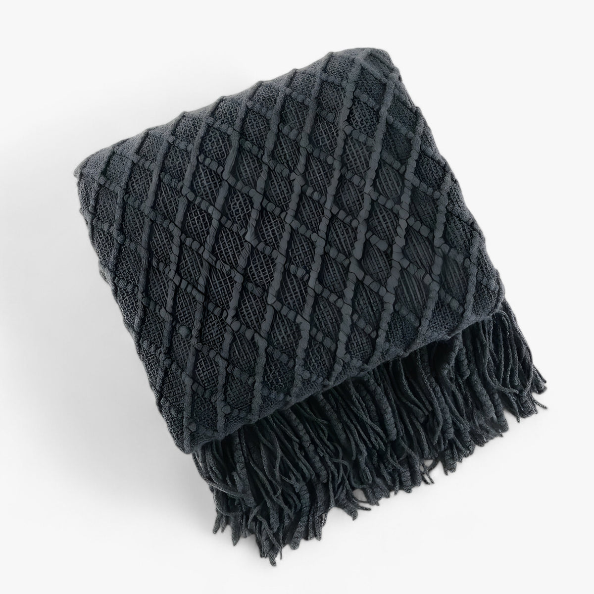 home & garden : Ely | Nordic Kasjmierlook Deken - Stijlvol en Comfortabel in Zwart grijs van Pantinoshop