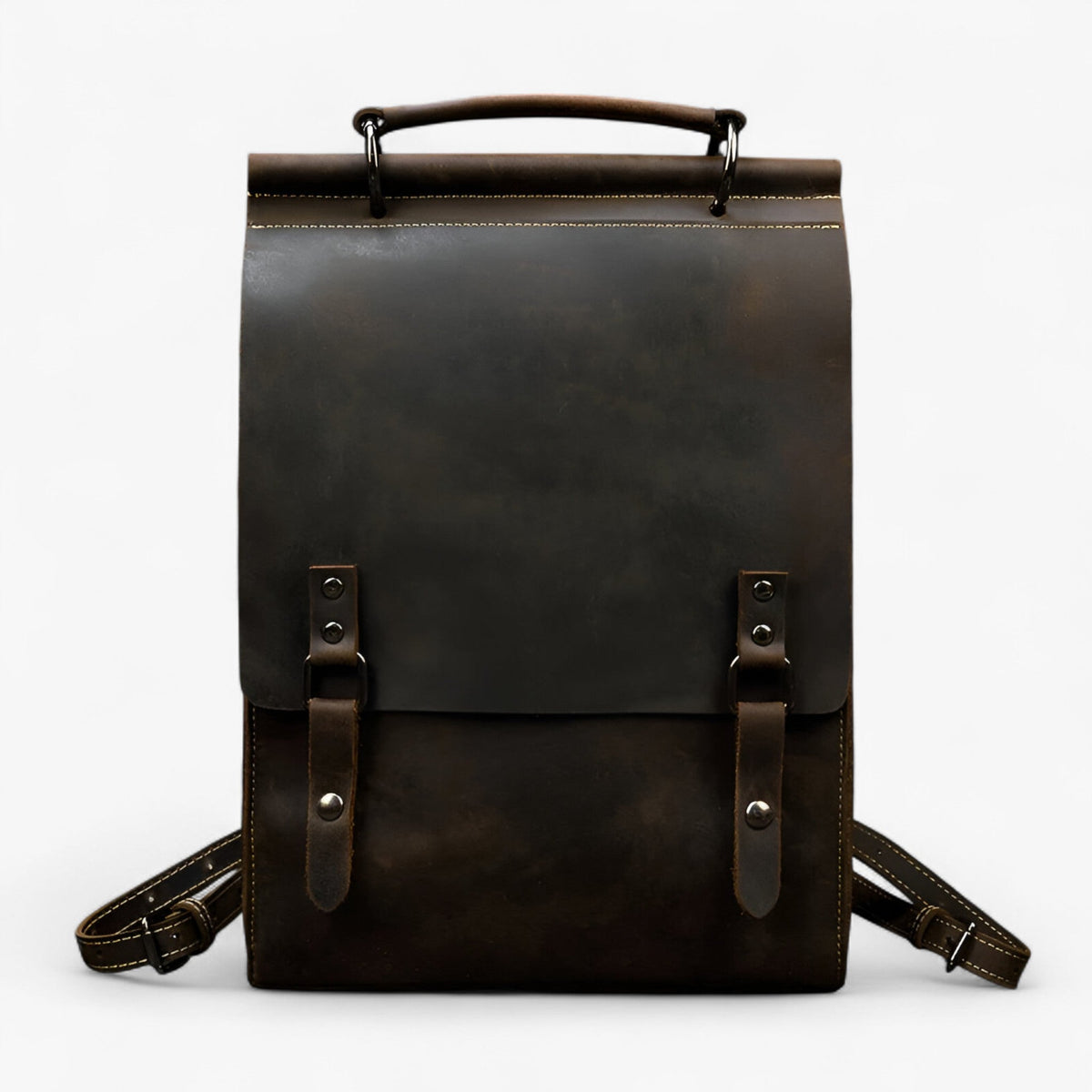 bags : Leren Dames Rugzak in Donkerbruin van Pantinoshop