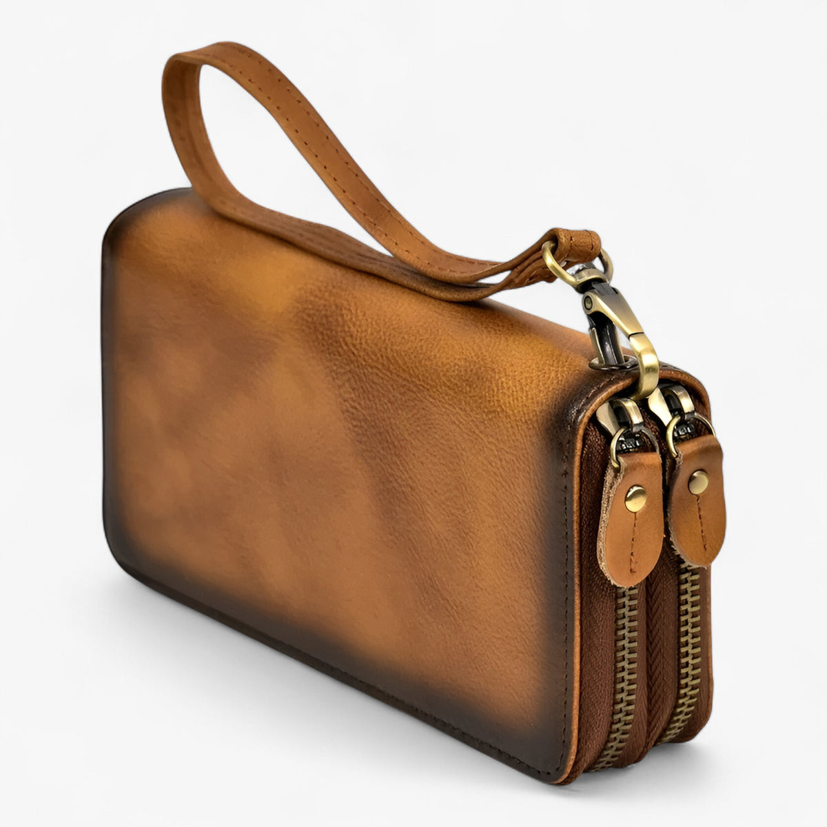 bags : Vintage Leren Lange Portemonnee Heren in Licht bruin van Pantino