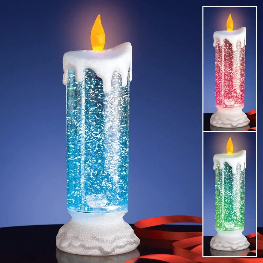 home & garden : Kleur veranderende LED Water Kaars met Glitter in Sneeuw basis van Pantino