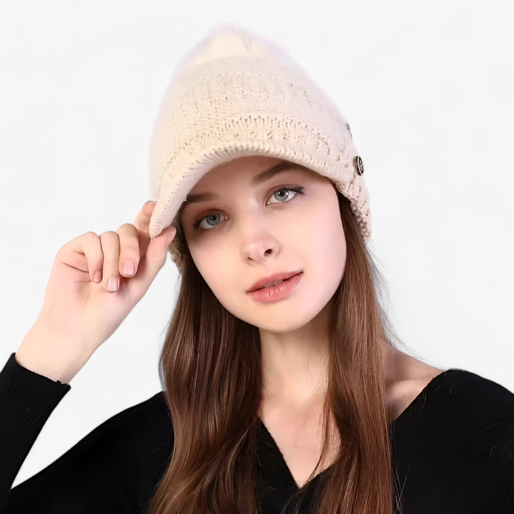 accessories : Emma | Warme Beanie met Klep – Stijlvol, Zacht en Comfortabel in Beige Één maat CHINA van Pantinoshop