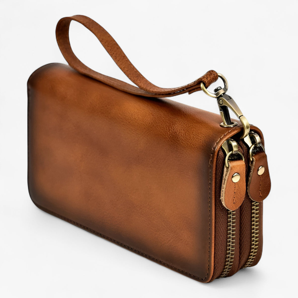 bags : Vintage Leren Lange Portemonnee Heren in Bruin van Pantino