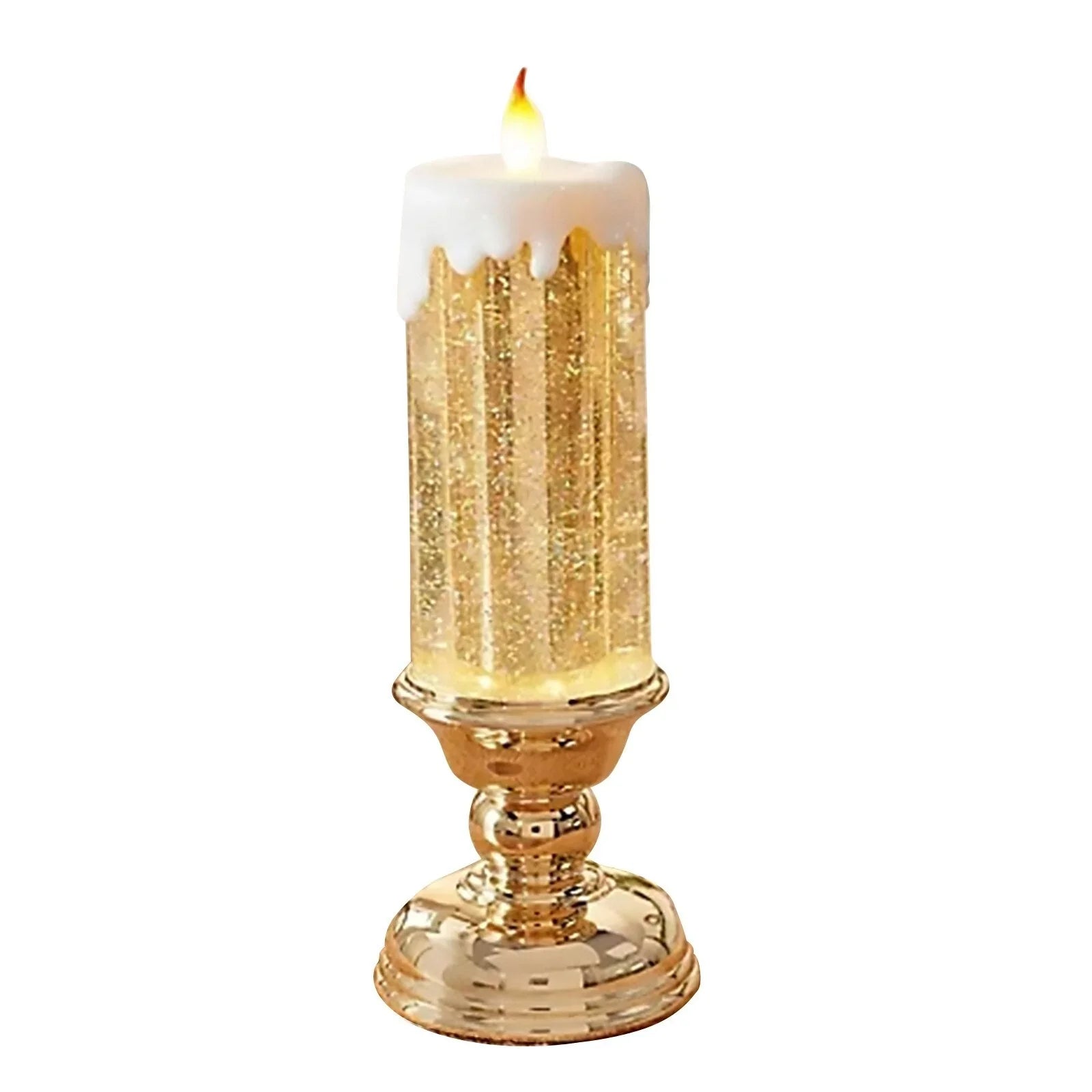 home & garden : Kleur veranderende LED Water Kaars met Glitter in Gouden basis van Pantino