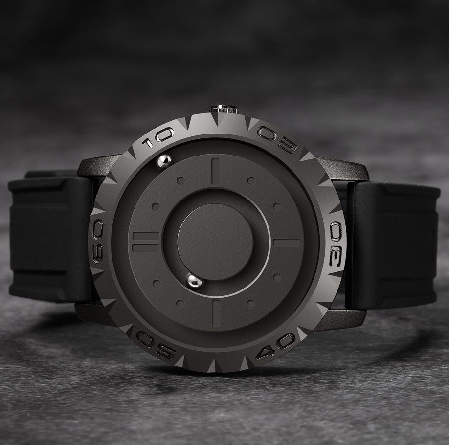 watches : Magnetix | Het uniekste horloge van 2023 in Zwart - rubberen band van Pantino