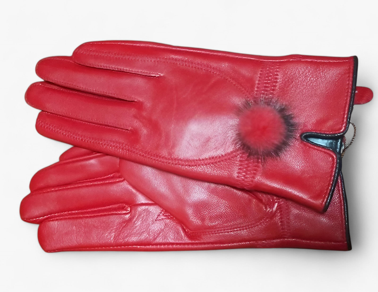 men's fashion : Lena | Warme leren handschoenen - Luxe en stijl in Rood One Size van Pantino
