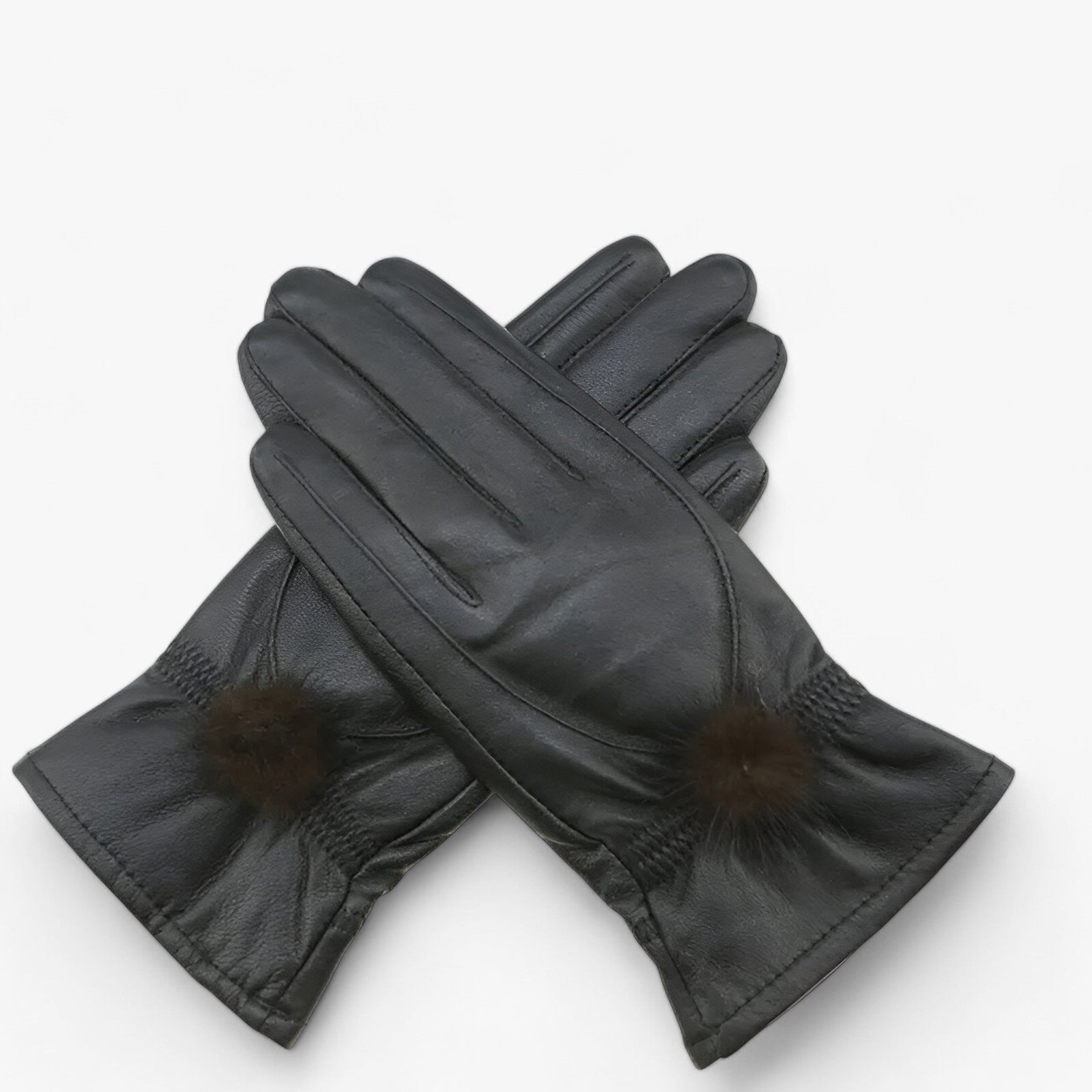 men's fashion : Lena | Warme leren handschoenen - Luxe en stijl in zwart One Size van Pantino