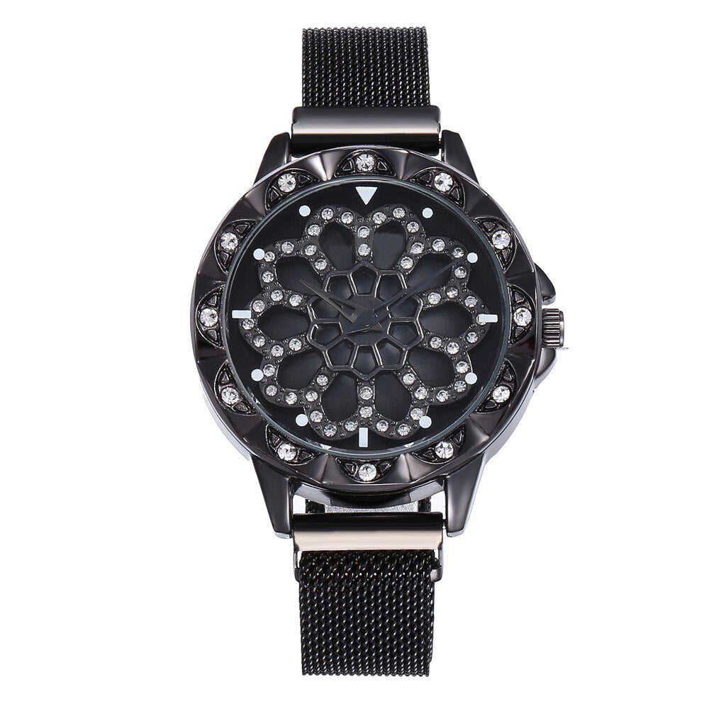 watches : Flower Watch Bloem Horloge in Zwart van Pantino