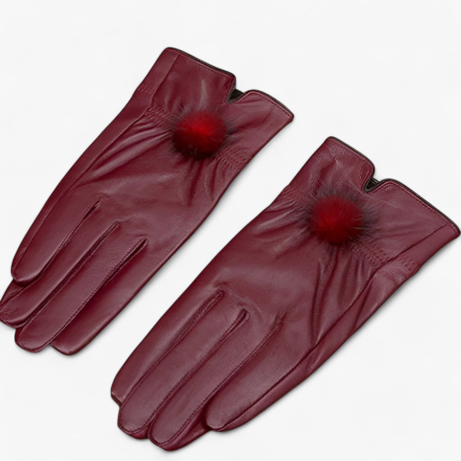 men's fashion : Lena | Warme leren handschoenen - Luxe en stijl in Bourgondië One Size van Pantino