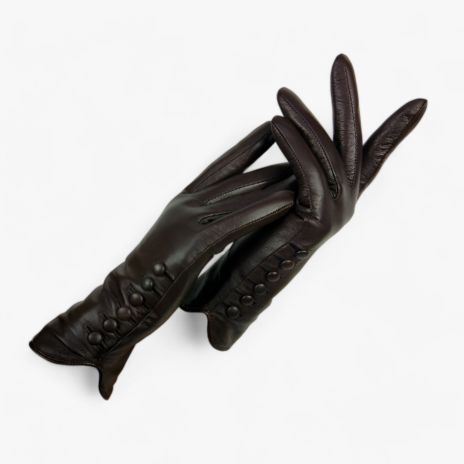 accessories : Myra | Luxe Leren Handschoenen voor Koude Dagen in donkerbruin van Pantino