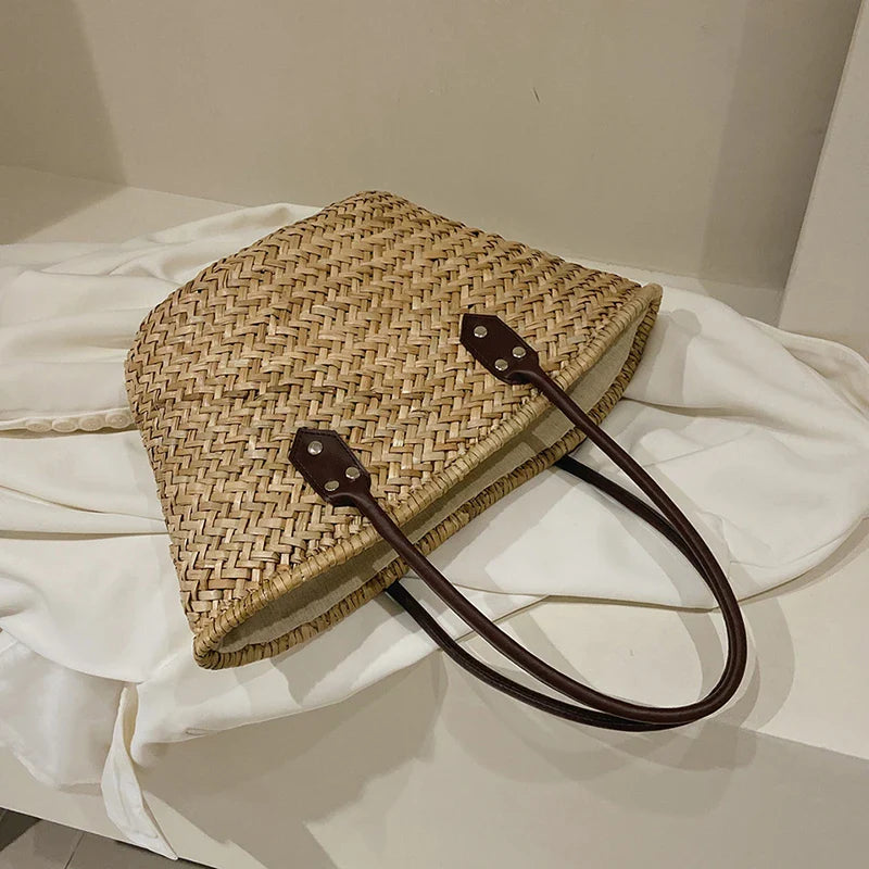 bags : NATHALIE - Dames Grote Capaciteit strandtas Geweven Stro Schoudertas in van Pantino