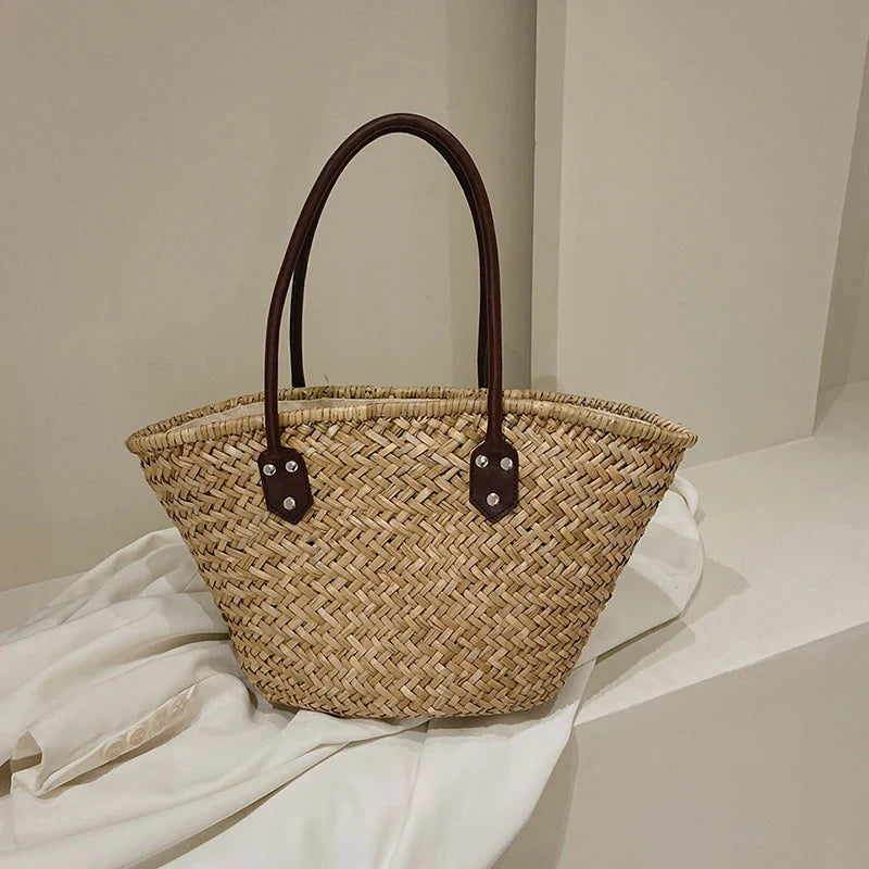 bags : NATHALIE - Dames Grote Capaciteit strandtas Geweven Stro Schoudertas in van Pantino