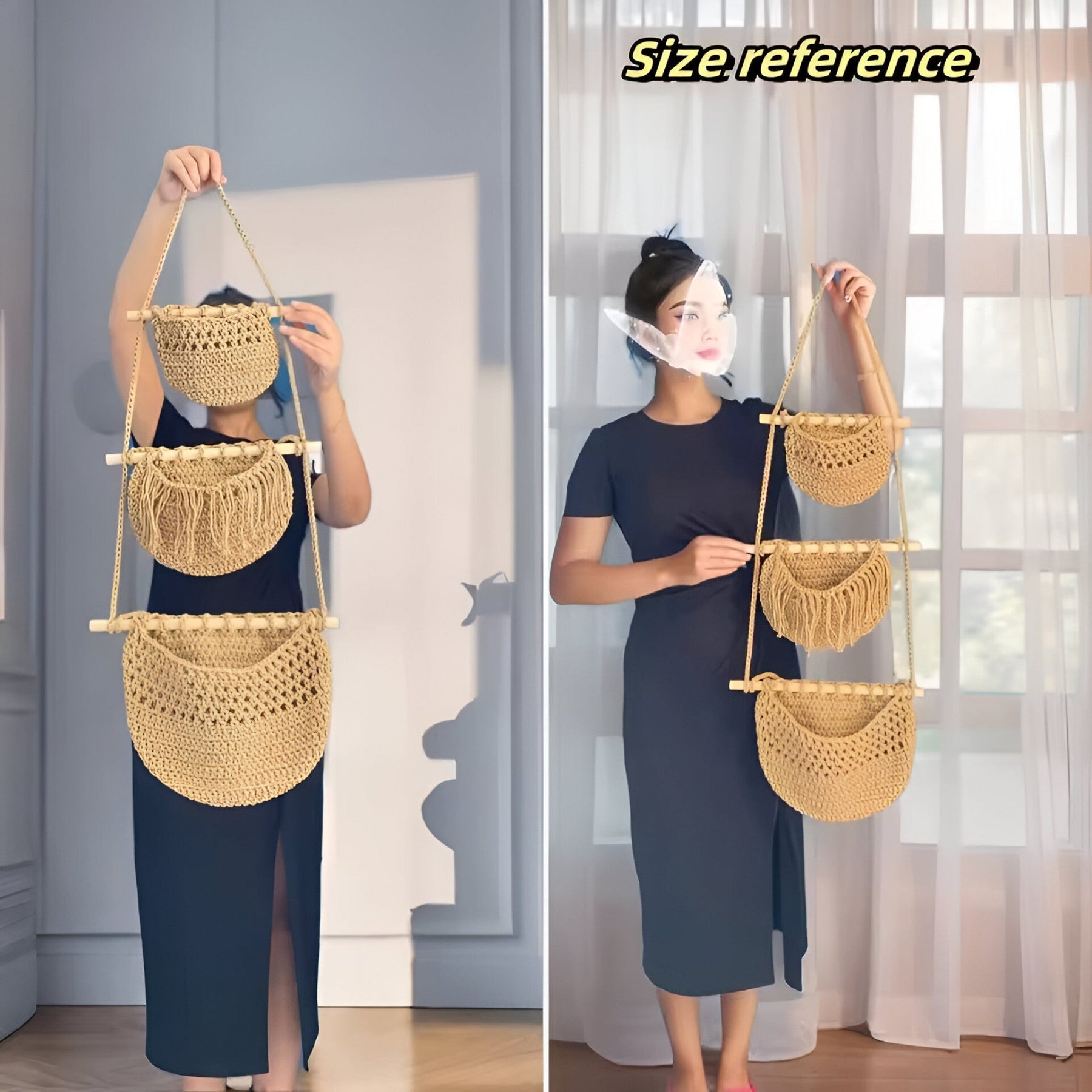 Fruitmanden : Mila | Hangende Jute Fruitmand met 3 Niveaus in van Pantino