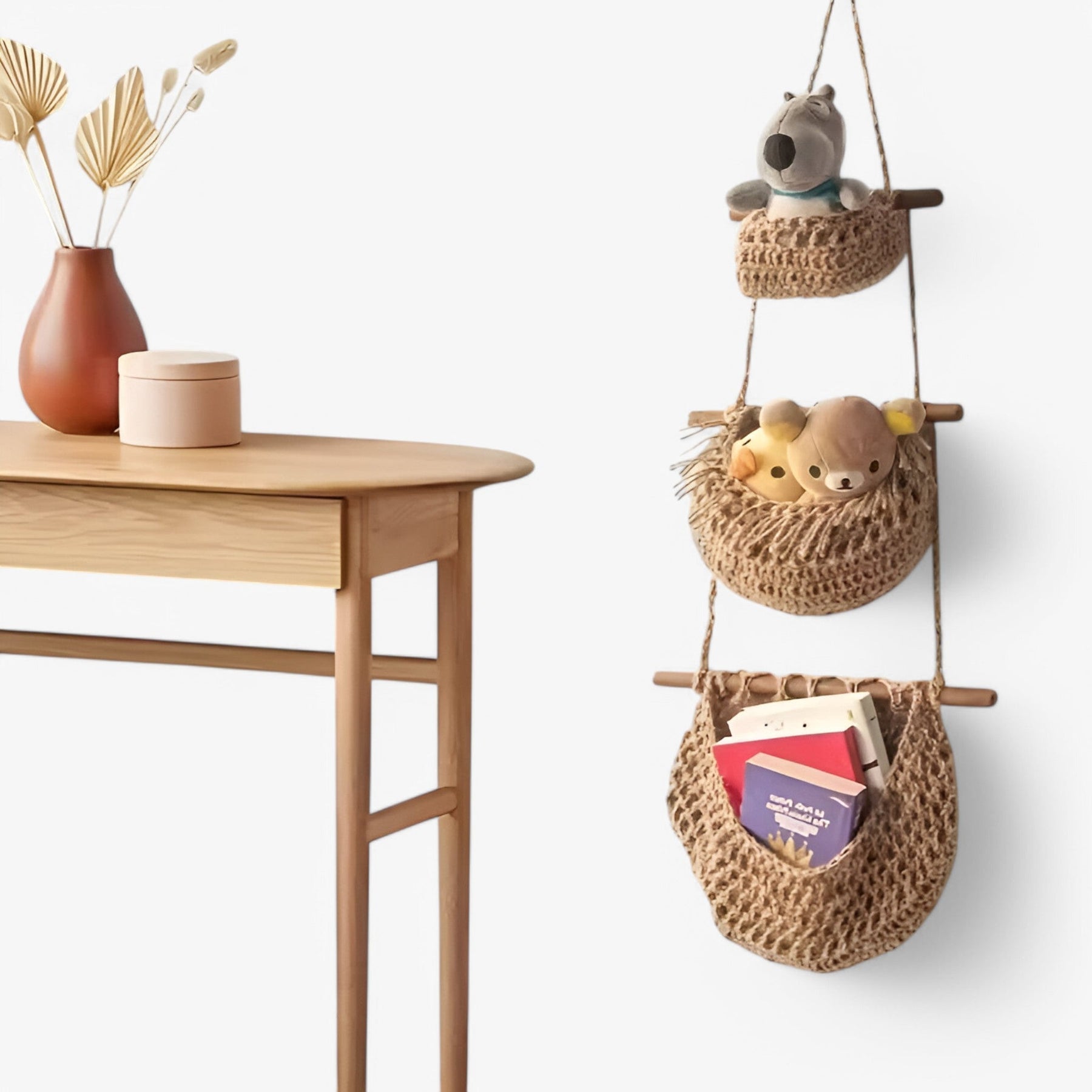 Fruitmanden : Mila | Hangende Jute Fruitmand met 3 Niveaus in van Pantino