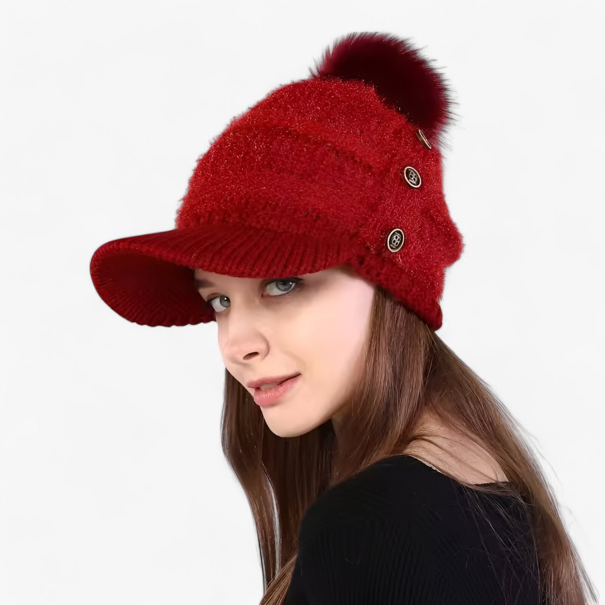 accessories : Emma | Warme Beanie met Klep – Stijlvol, Zacht en Comfortabel in Rood Één maat CHINA van Pantinoshop