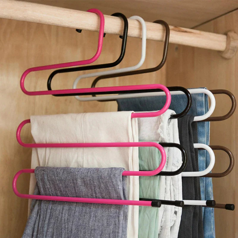 home & garden : Hanger voor de pantalon | S-vormige steun met 5 lagen - Ruimtebesparend in de kast (1 + 1 GRATIS) in van Pantino