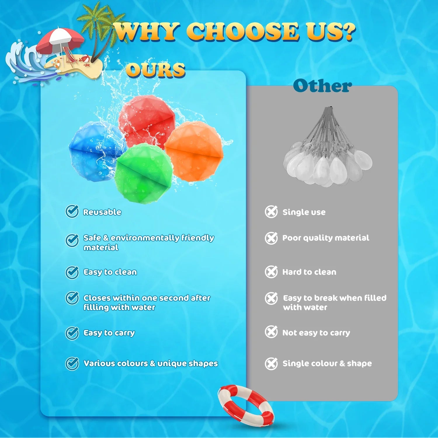 outdoor equipment : Globo - Magische Herbruikbare Waterballon, Zelfsluitende Strand Waterbal in van Pantino