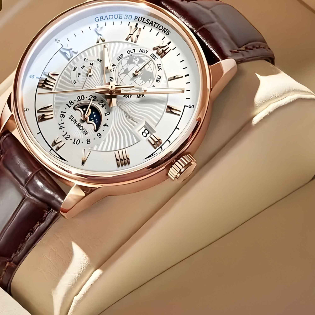 Horloges : Alex | Heren Mechanisch Polshorloge met Maanfase in van Pantino