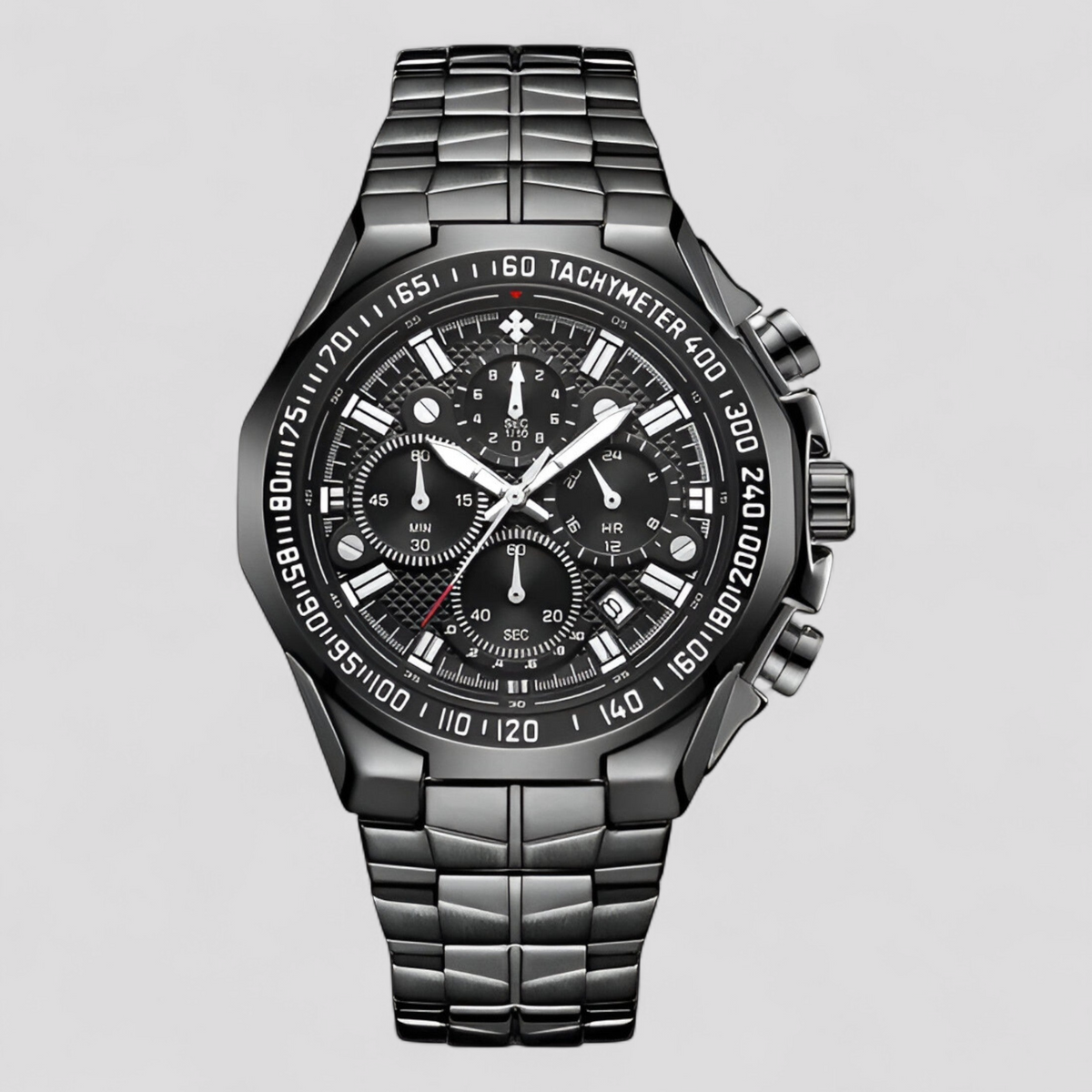 watches : Lucien | Militair chronograafhorloge van staal in zwart zwart van Pantinoshop