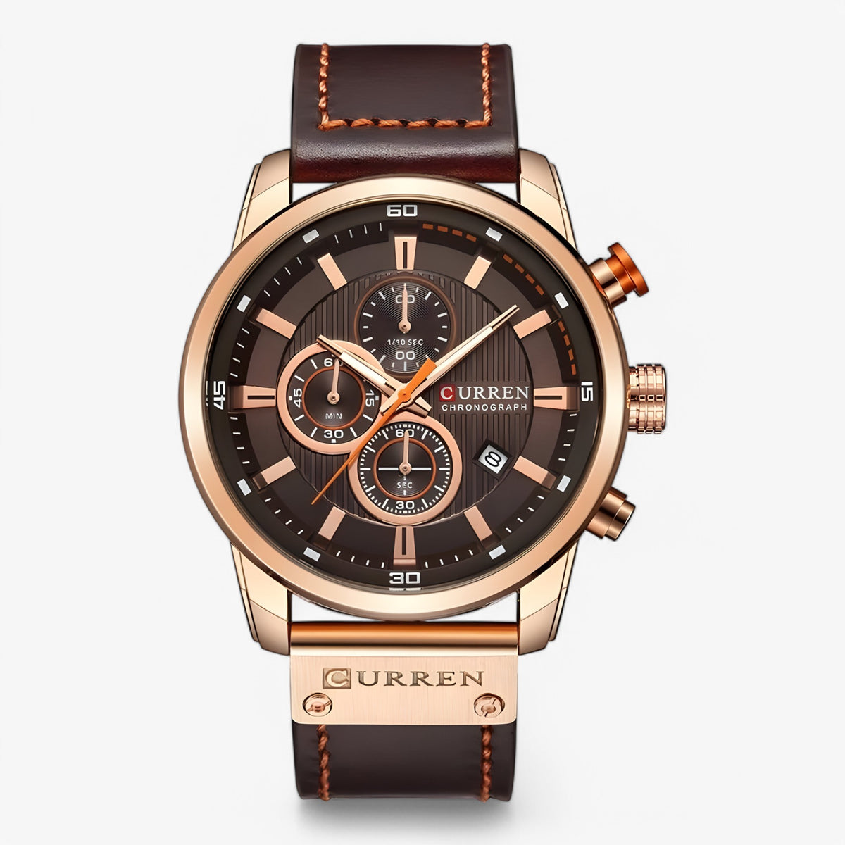 watches : CURREN | Sport Polshorloge in Roségoud zwart van Pantino