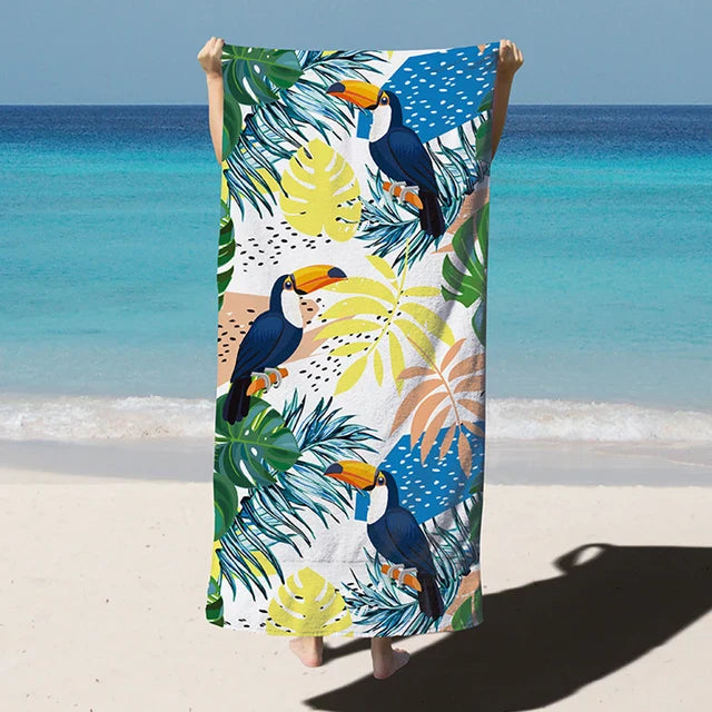 home & garden : Grandy - Sneldrogende microvezel strandhanddoek, extra grote zwembadhanddoek in Vogel 90x180cm van Pantino