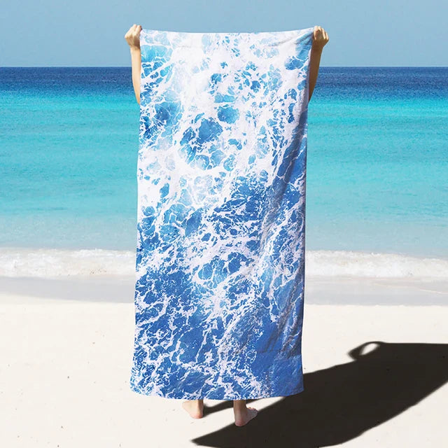 home & garden : Grandy - Sneldrogende microvezel strandhanddoek, extra grote zwembadhanddoek in Oceaan 90x180cm van Pantino