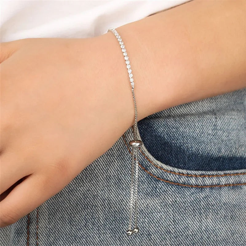 accessories : Sharapova™ - Tennis Armband in Zilver (Verstelling met Lus) van Pantino