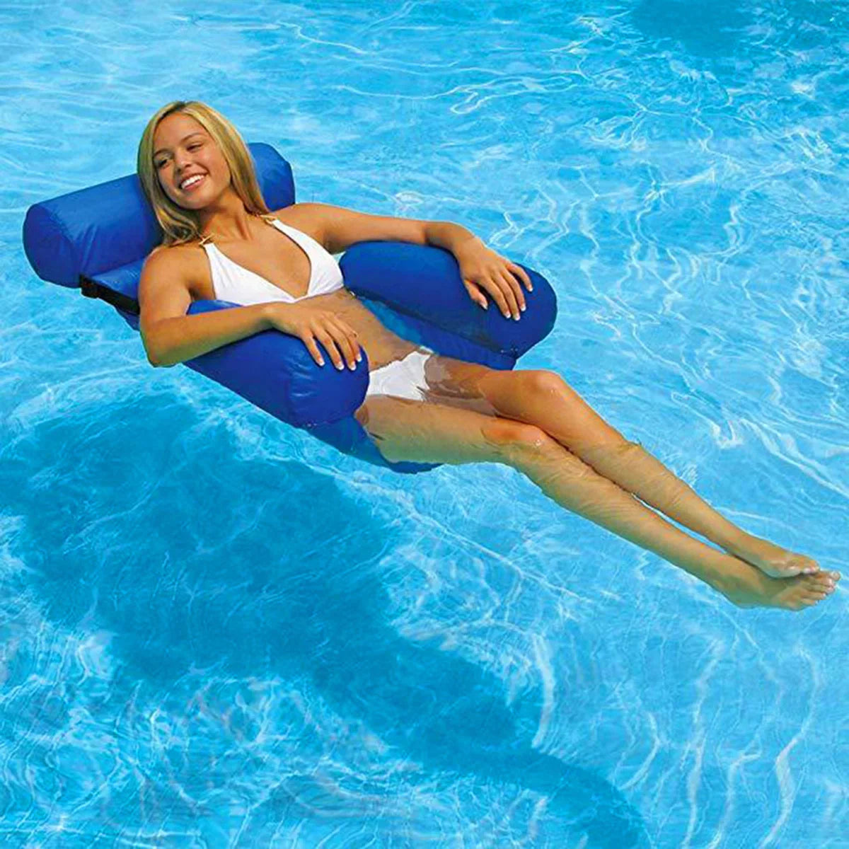outdoor equipment : LifeSaver | Opblaasbare Drijvende Ring Zwemmatras Water Hangmat Ligstoel | Zomer Zwembad Feest Speelgoed Zwemring Bed Float Lounge Stoel in Donkerblauw van Pantino
