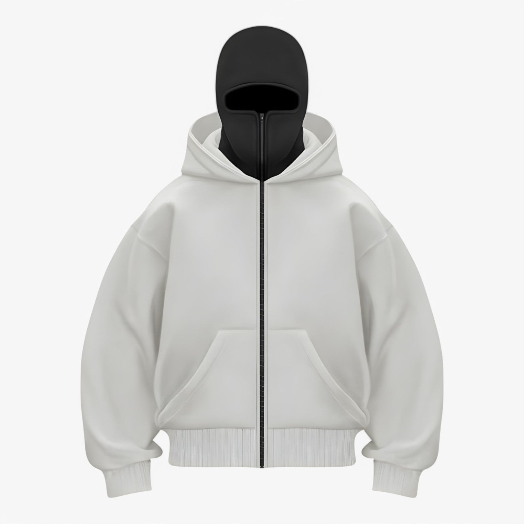 Jacket : Jessy | Fleece bivakmuts met volledige ritssluiting in Wit Zwart van Pantino