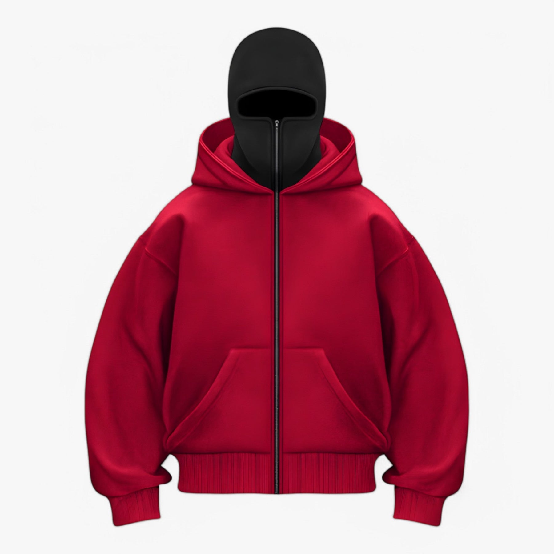 Jacket : Jessy | Fleece bivakmuts met volledige ritssluiting in Rood Zwart van Pantino