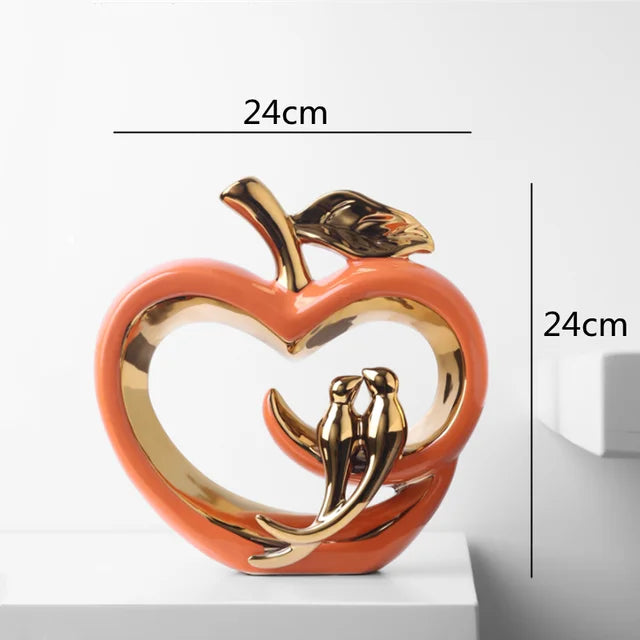 home & garden : Glazed Apple - Keramische Appel Decoratie in Oranje van Pantino