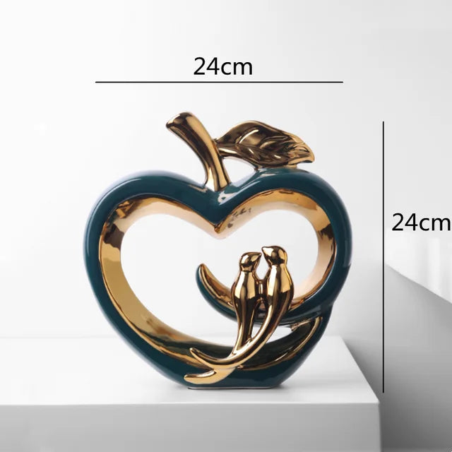 home & garden : Glazed Apple - Keramische Appel Decoratie in Blauw van Pantino