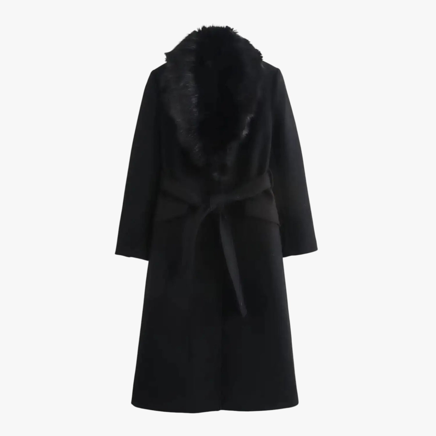 Damesjassen & -jacks : Mary | Lange Dames Jas Winter met Bontkraag in Zwart van Pantino