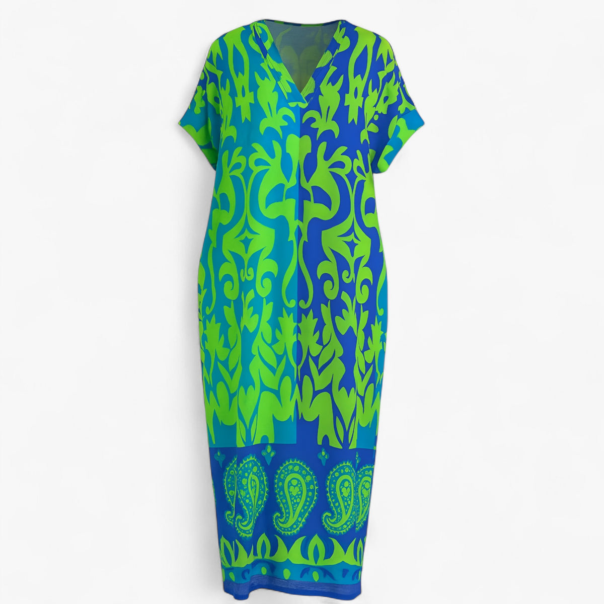 Women's Dress : Nova | Lange Dames Jurk met Bloemenprint in Azzurro van Pantino