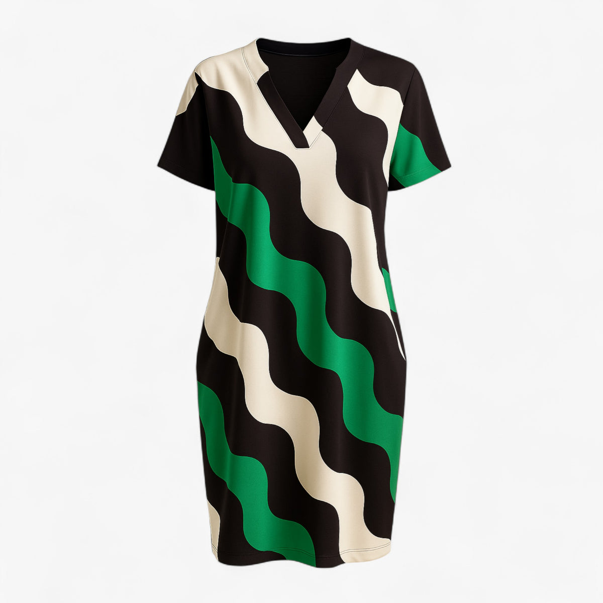 Women's Dress : Lacey | Lange Jurk Dames met V-Hals voor Feestelijke Kleding in Groen van Pantino