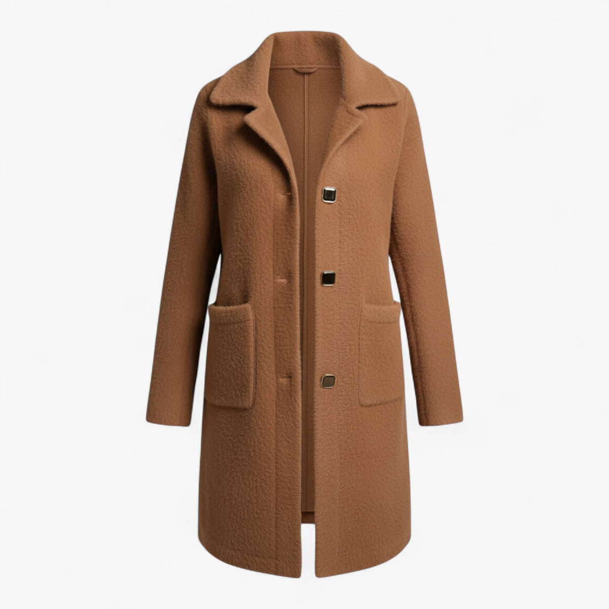 Clothes : Liliosa | Lange winterjas voor dames in wolmix in Khaki van Pantino