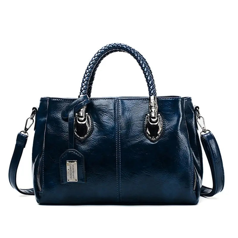 bags : LuxeLeather™ Leren tas met grote inhoud in Blauw van Pantino