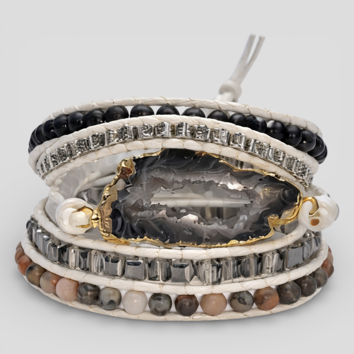 accessories : Magische Labradoriet & Druzy Kristal Gevlochten Armband in van Pantino