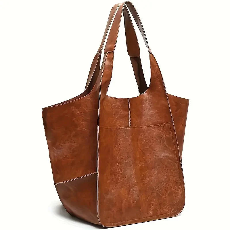 bags : Marianne Schoudertas | Groot zacht PU leer Tote Bag in Geelbruin van Pantino