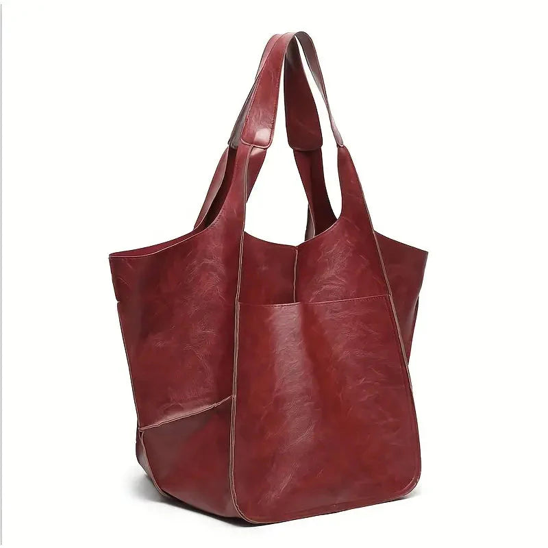 bags : Marianne Schoudertas | Groot zacht PU leer Tote Bag in Bourgondië van Pantino