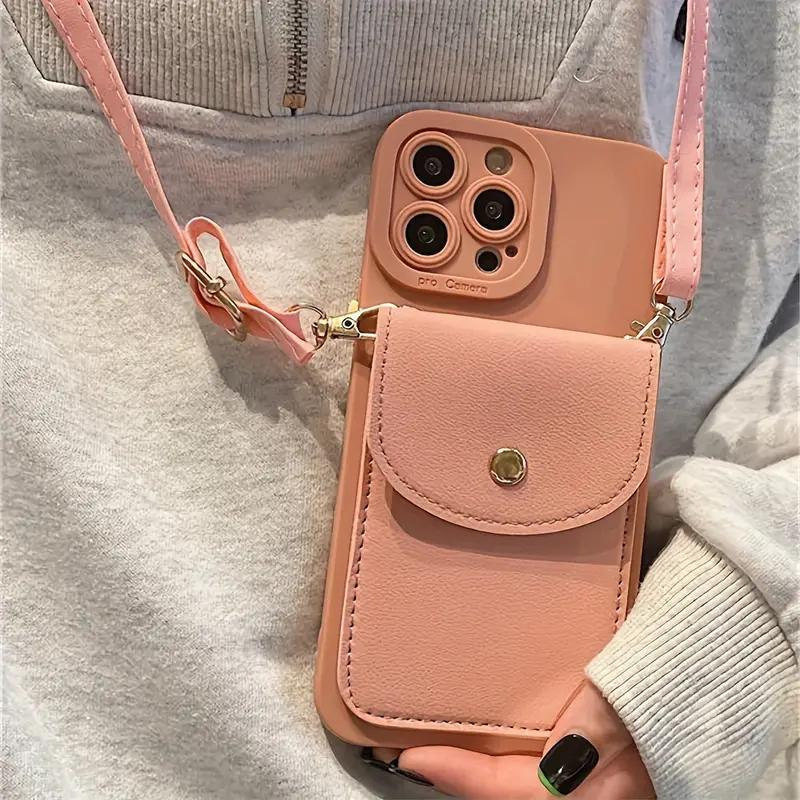 accessories : Marissa Telefoonhoesje | Crossbody Portemonnee Telefoonhoesje met Riem in Roze van Pantino