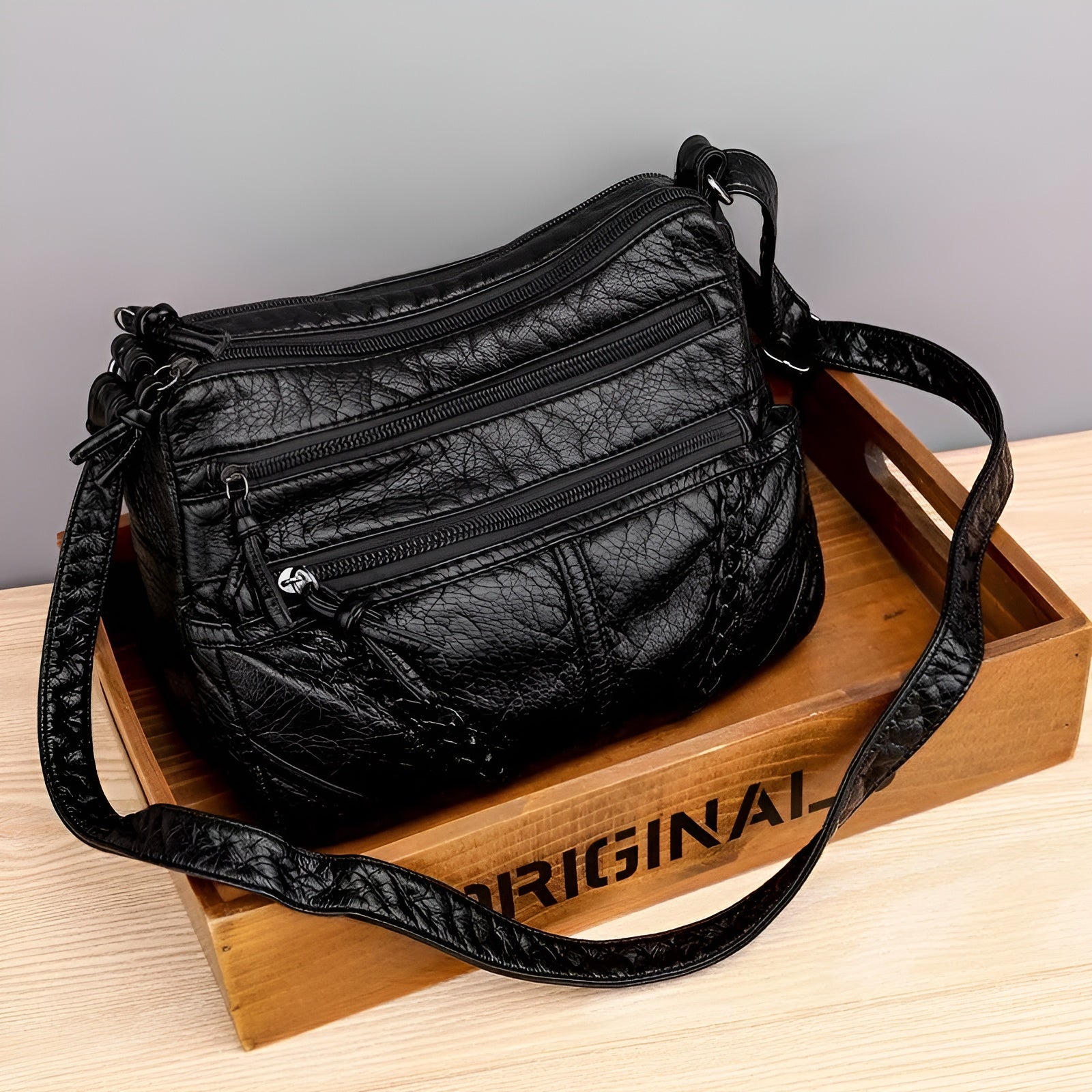 bags : Emy Fashion Bag - Luxe Leren CrossbodyTas Voor Dames in Zwart van Pantino
