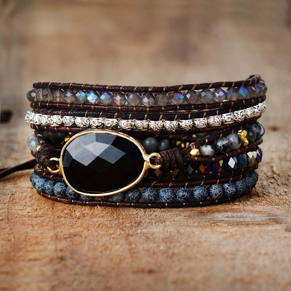 accessories : Onyx Maanlicht Beschermende Wikkelarmband in van Pantino