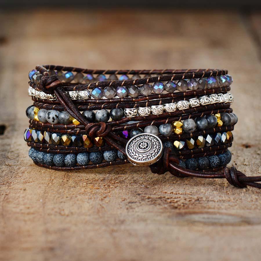 accessories : Onyx Maanlicht Beschermende Wikkelarmband in van Pantino