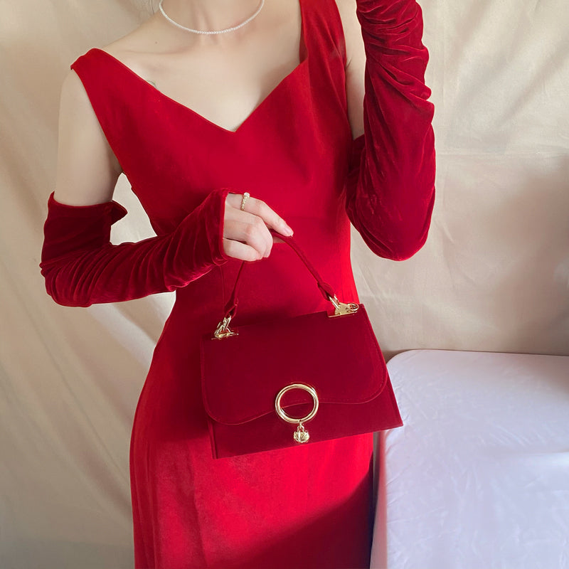 bags : Valeria - fluwelen schoudertas met ringsluiting in van Pantino