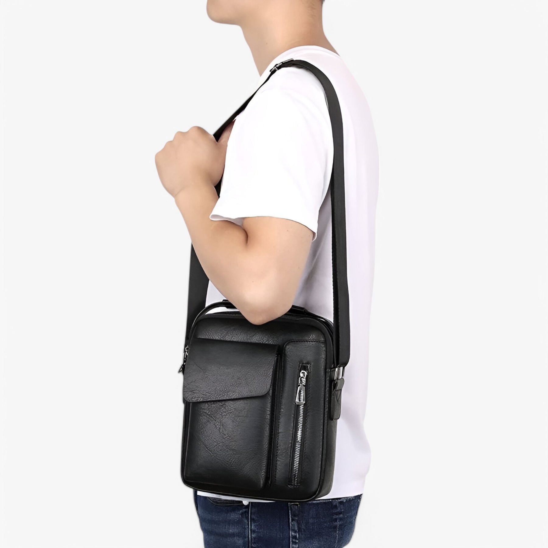 bags : Prestige™ – Luxe Leren Schoudertas voor Stijl en Functionaliteit in Zwart van Pantinoshop