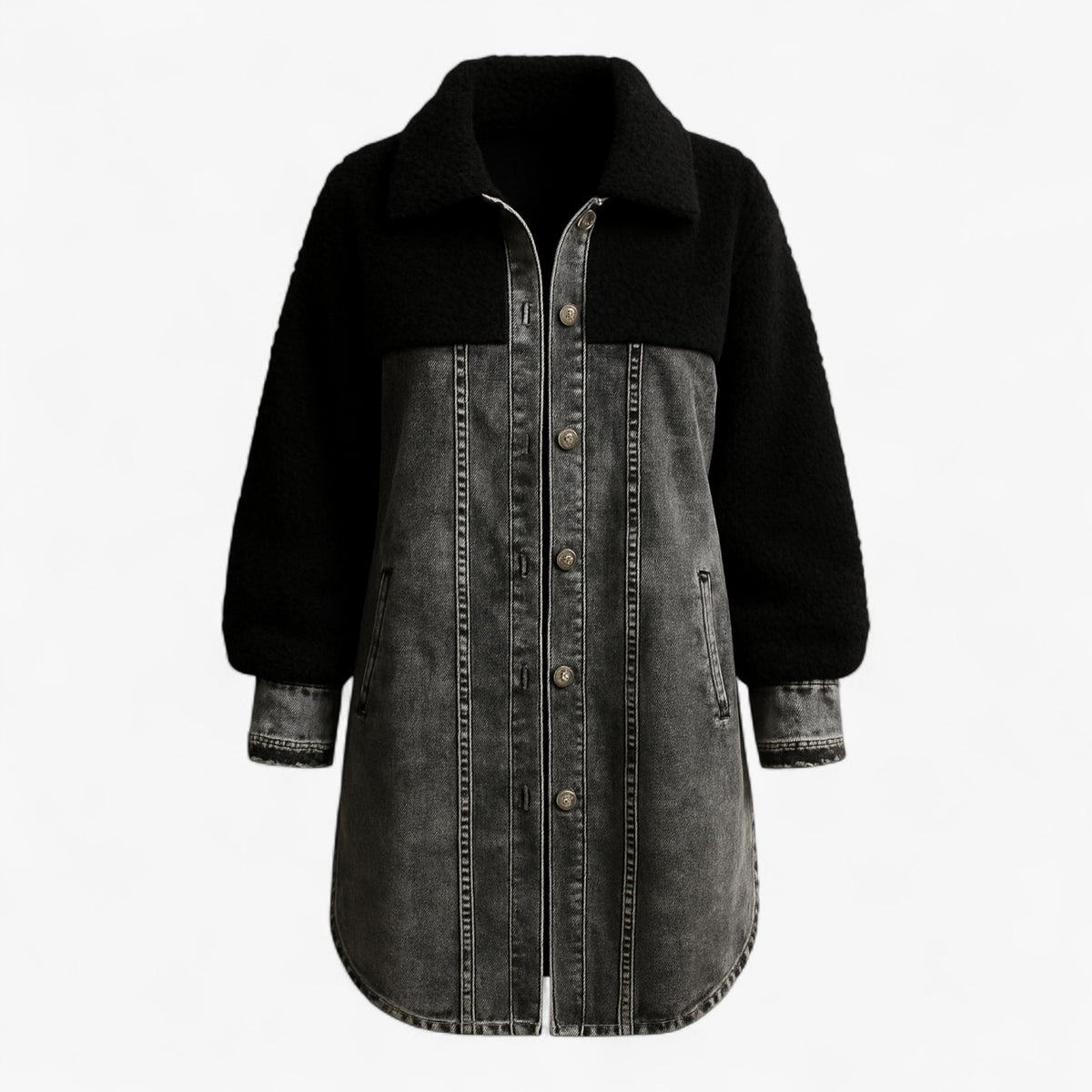 Clothes : Olli | Damesjas met Sherpa-voering in Zwart van Pantino