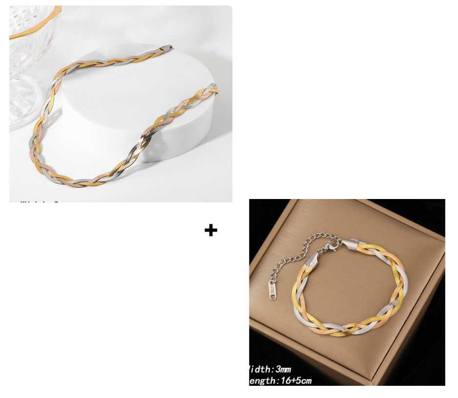 accessories : Olivia Visgraat Set Ketting en Armband in Duo zilver goud kleur Set van Pantino